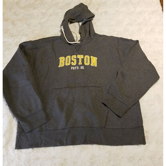 Old Navy Sweatshirt Mens Size 2XL Gray  Pullover Boston Phys Ed Hooded Grunge - Picture 3 of 10